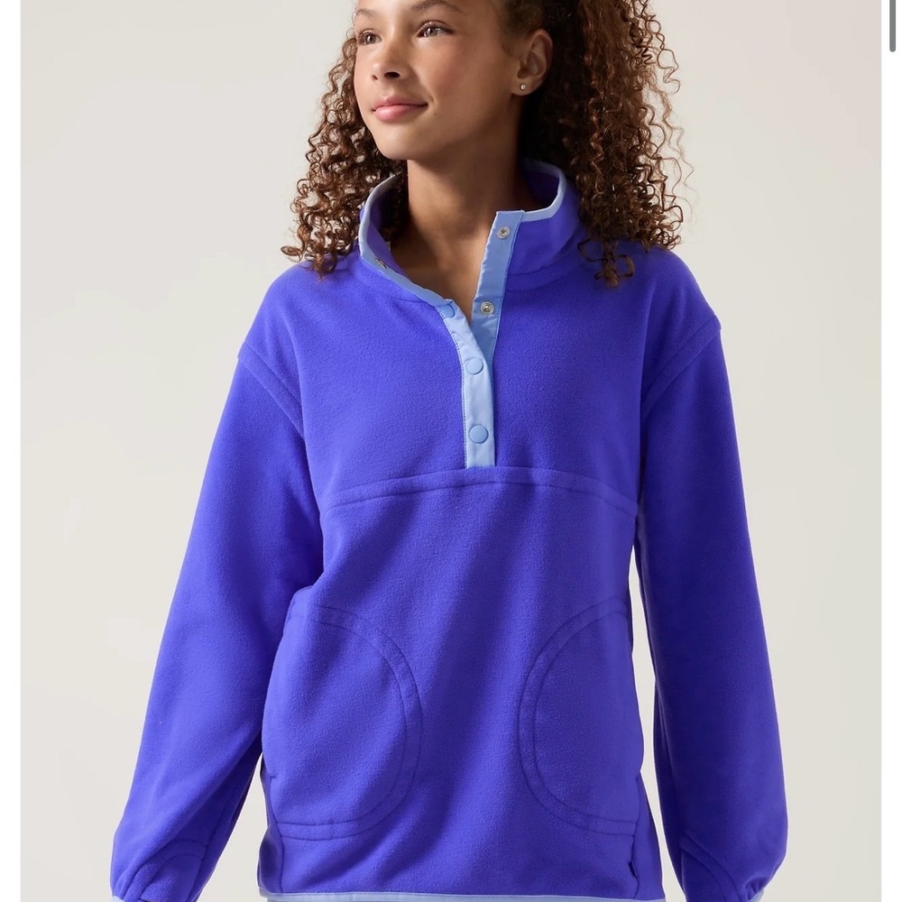 Athleta Gray and Pink Fleece Pullover